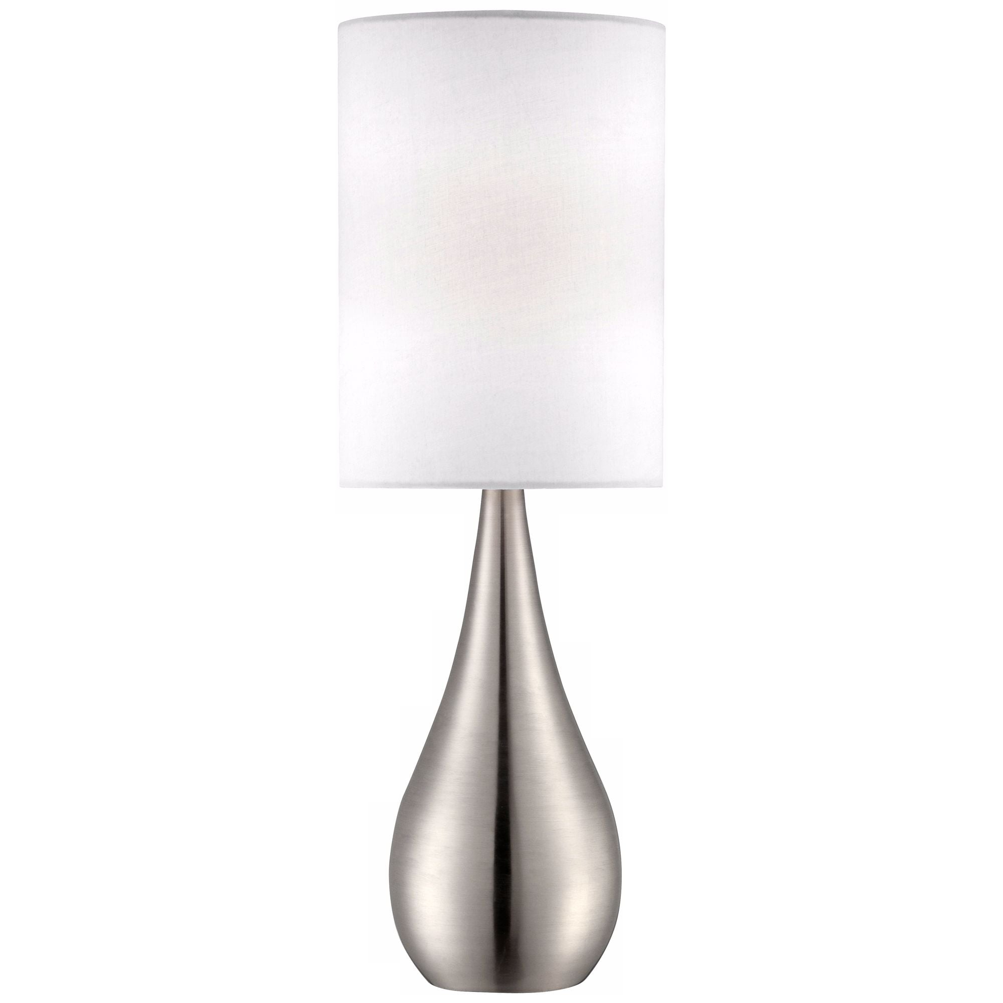 360 Lighting Modern Accent Table Lamp 21" High Brushed Nickel Metal Teardrop White Cylinder Shade for Bedroom Living Room House Bedside Nightstand