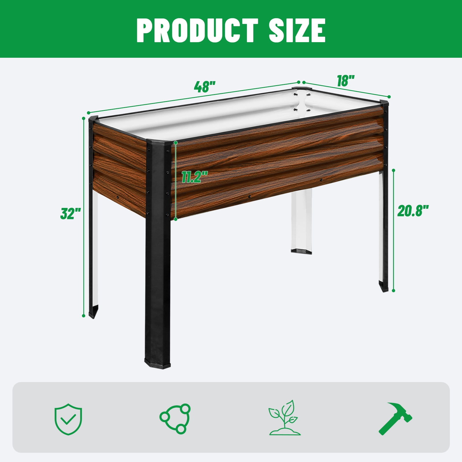 SnugNiture Galvanized Raised Garden Bed with Legs, Large Metal Elevated Raised Planter Box for Vegetables Lawn Green Flowers, Fruits, 600 lb Capacity
