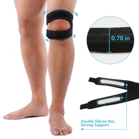 Gel Neoprene Knee Pads - Knee Band Protector Adjustable Patella Knee Strap with Breathable Neoprene layers 11-16 inch, Black