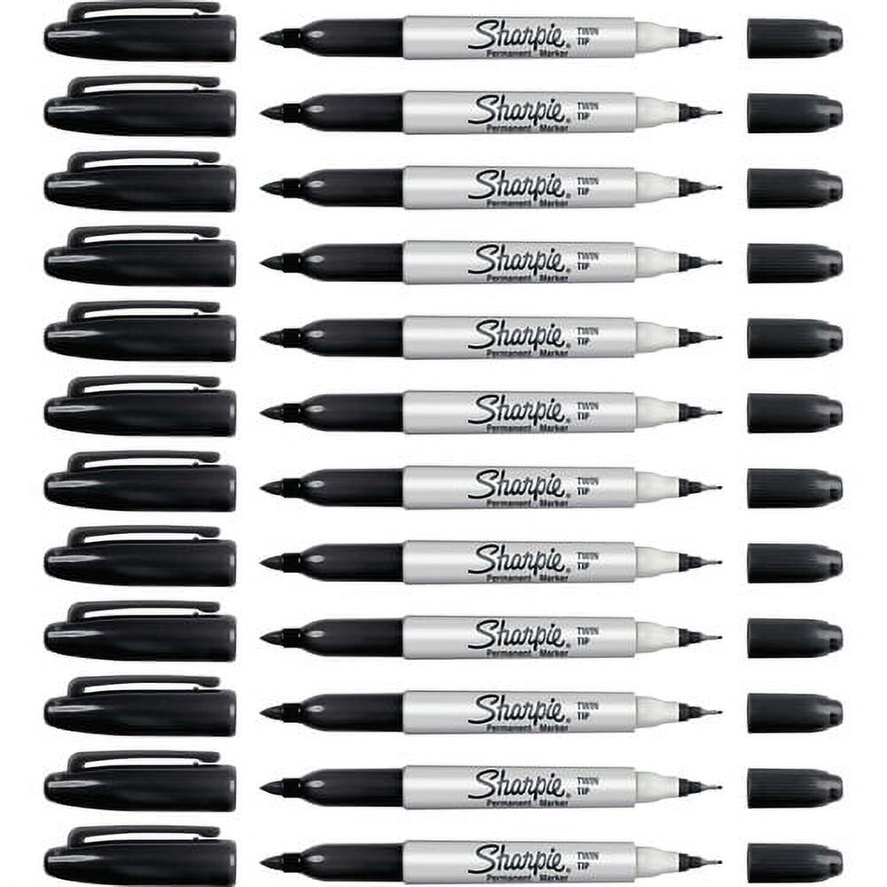 Sharpie Twin Tip Markers Ultra Fine, Fine Marker PointAlcohol Based Ink - 12 / Box - image 2 of 3
