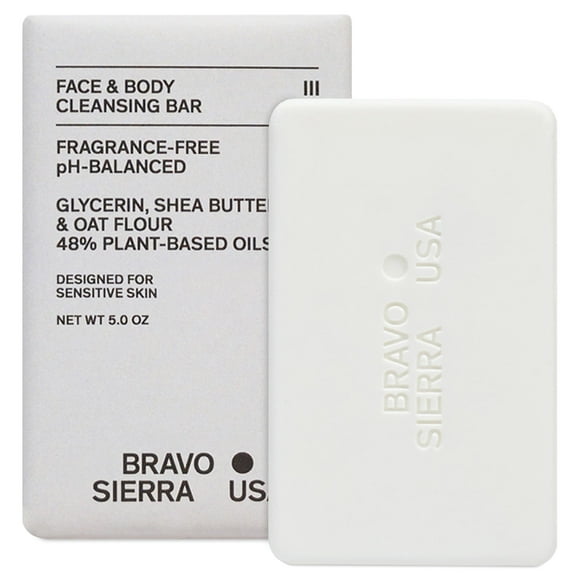 Bravo Sierra Jabón de barra para rostro y cuerpo para mujeres y hombres - Jabón de baño hidratante limpia hidrata y equilibra la piel - Barra de lavado corporal suave de cara a pies sin fragancia para