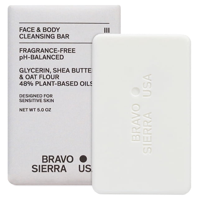 Bravo Sierra Jabón de barra para rostro y cuerpo para mujeres y hombres - Jabón de baño hidratante limpia hidrata y equilibra la piel - Barra de lavado corporal suave de cara a pies sin fragancia para