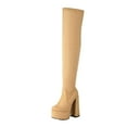 thumbnail image 5 of Women's Platform Round Toe Zipper Slouch Heel Over The Knee Thigh High Boots, 5 of 9