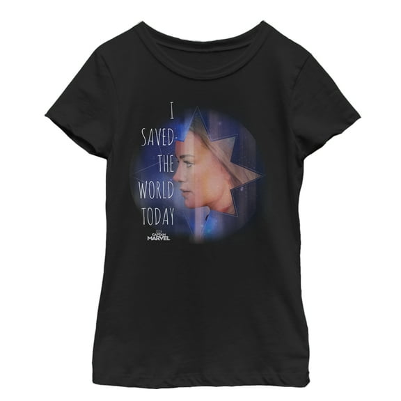 Girl's Marvel Captain Marvel Saved World Today Graphic Tee Black X Small