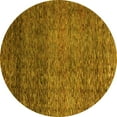 thumbnail image 1 of Ahgly Company Machine Washable Indoor Round Abstract Yellow Modern Area Rugs, 7' Round, 1 of 4
