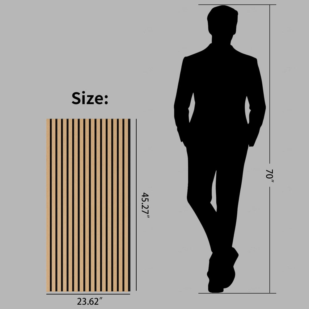 High-Quality 3D Fluted Wood Acoustic Panels, 4-Pack Decorative Slat Wall and Ceiling Panels with Full Wood Finish Wrap