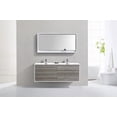 thumbnail image 3 of KubeBath DeLusso 60" Double Sink  Ash Gray Wall Mount Modern Bathroom Vanity, 3 of 5