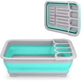 thumbnail image 1 of Navaris Collapsible Dish Drying Rack - Drainer for RV, Camper, Camping, Travel Trailer, Small Spaces - Portable Dishes Dryer with Drain - Gray/Blue, 1 of 8