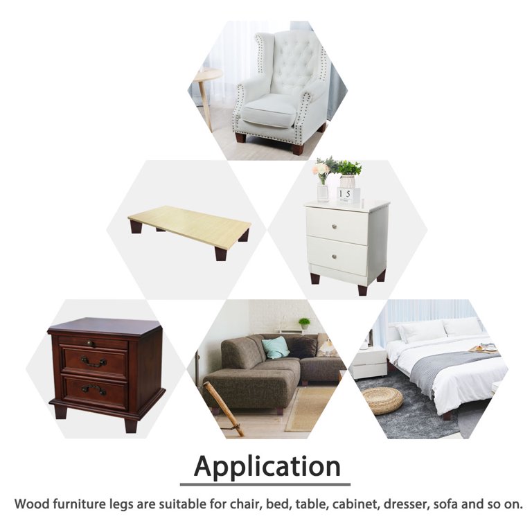 Set Of 4 Solid Oak Furniture Legs - 15cm Height, 450kg Load, Square Trapezoid Feet For Sofa, Bed, Table 6 thumbnail image