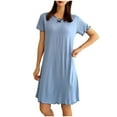 thumbnail image 4 of BLVB Women Soft Nightgown Sleepwear Short Sleeve Nightdress V-Neck Sleeping Nightshirts Ladies Pajama Dress Loungewear, 4 of 5