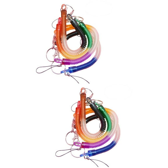 8 Pcs Security Keychain Fob Spiral Lanyards Spring Coil