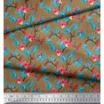 thumbnail image 2 of Soimoi Poly Georgette Fabric Leaves,Floral & Macaw Parrot Bird Printed Fabric 1 Yard 52 Inch Wide, 2 of 3