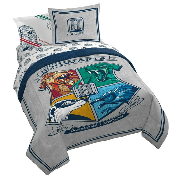 Harry Potter Stand Together Ensemble de Lit Grand 7 Pcs - Comprend une Couette et un Ensemble de Draps - Literie Super Douce pour Enfants en Microfibre Résistante à la Décoloration (Produit Officiel Harry Potter)
