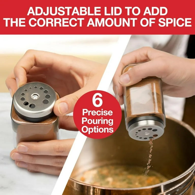 Good Cooking Adjustable Glass Spice Jars- Set of 6 Seasoning