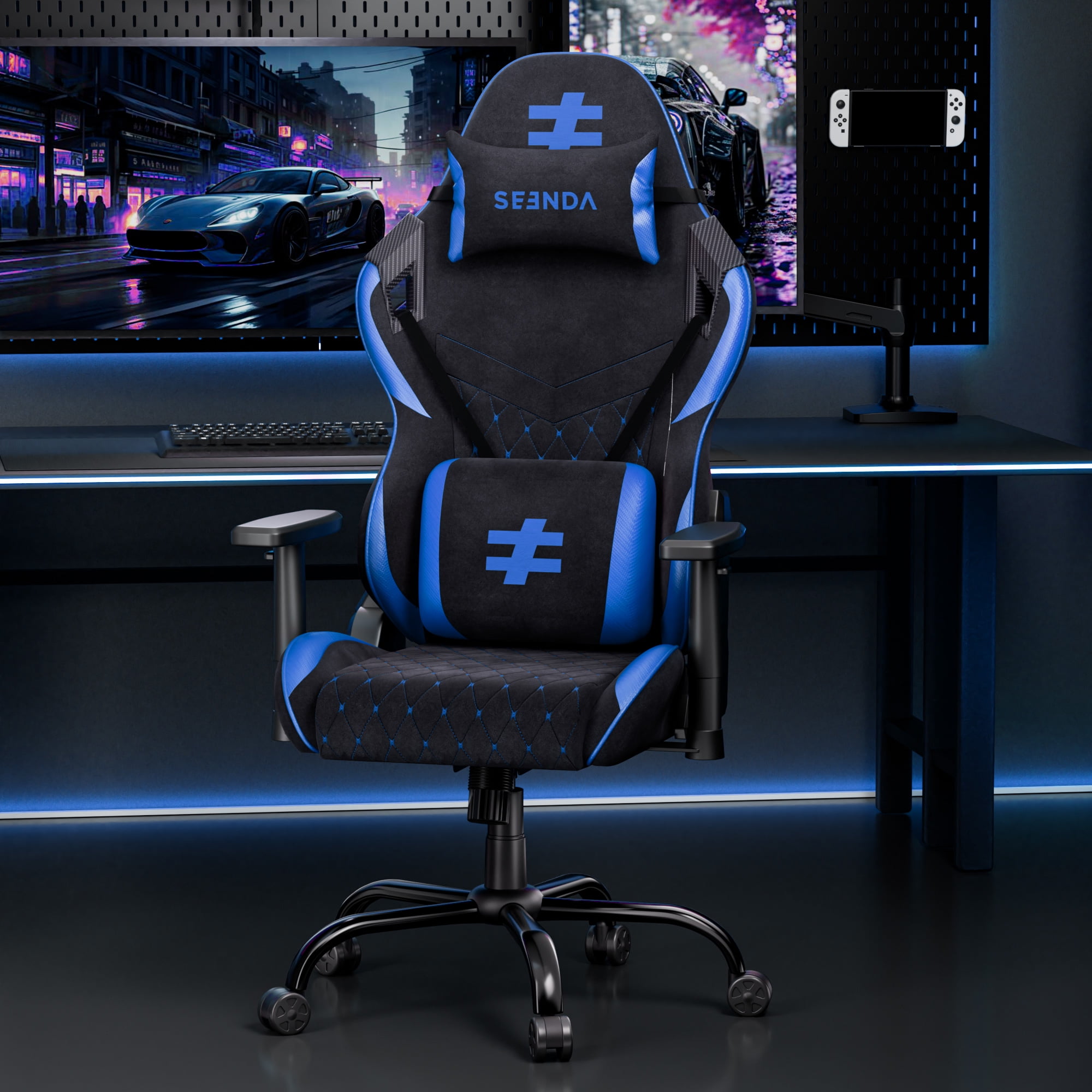 Seenda Big and Tall Gaming Chair 400lbs, High Back Computer Chair with Linked Armrests, Office Video Game Chair for Adults with Lumbar Support, BIFMA Certified