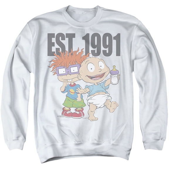 Rugrats Est 1991 Unisex Adult Crewneck Sweatshirt (Medium) White