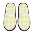 thumbnail image 2 of KLL Lemon Yellow Checkboard Slippers for Women Men House Slip on Indoor Outdoor Bedroom Furry Fleece Lined Ladies Comfy Anti-Skid Rubber Hard Sole-Large, 2 of 8