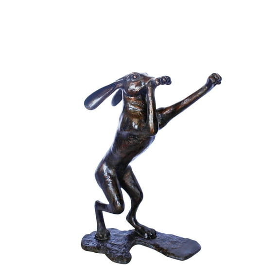Leaping jackrabbit bronze statue - Size: 21"L x 13"W x 24"H.