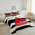 thumbnail image 3 of Erosebridal Sailboat Comforter Set Toddler Ocean Nautical Themed Bedding Set Navy Blue Geometric Stripes Comforter Coastal Sea Adventure Quilt Set, 3 of 7
