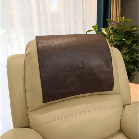 Zjh Non-Slip Leather Headrest Protector for Recliner Chair,Headrest Cover Furniture Slipcovers Coffee Color