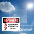 thumbnail image 5 of No Swimming No Lifeguard On Duty OSHA Danger Vinyl Decal Label 18 Inch x 12 Inch - 5 Pack, 5 of 6