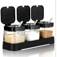 thumbnail image 1 of Juegos de utensilios de cocina,Bote de Condimento Nórdico Negro Tres Botes de Condimento + Base (con Cuchara) Vhermosa DCF435-1, 1 of 4