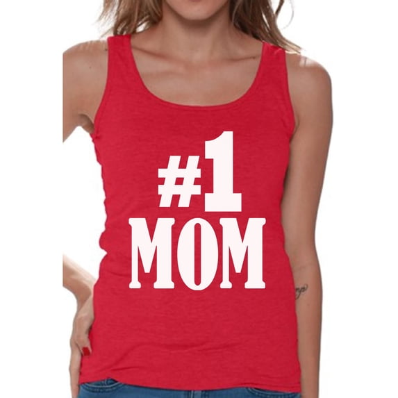 Awkward Styles Women's #1 Mom Graphic Tank Tops for Best Mom In The World