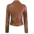 thumbnail image 2 of A2Y Women's Classic Vegan Leather Zip Up Rider Style Moto Biker Jacket Dark Camel S, 2 of 4