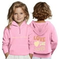 thumbnail image 2 of Fshinging Boys Girls Balaclava Hoodies & Sweatshirts For Kids Letter Print Half Zip Pullover With Pocket Thumb Hole Long Sleeve Fall Winter Clothes, 2 of 6
