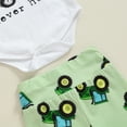 thumbnail image 6 of Okbabeha Baby Boys 3Pcs Farm Clothes Short Sleeve Tractor Print Romper + Pants + Hat Set Newborn Clothes, 6 of 8