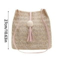 thumbnail image 3 of Jierger Fashion Ladies Summer 𝑺𝒕𝒓𝒂𝒘 Tassel Wood Ball Wild Shoulder Bag Beach Casual Bag for Women Shoulder Purses and Handbags for Men Women Outdoor Travel, 3 of 9