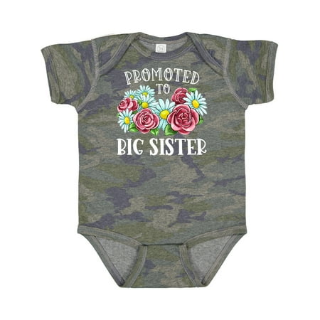 

Inktastic Promoted to Big Sister with Flowers Gift Baby Girl Bodysuit