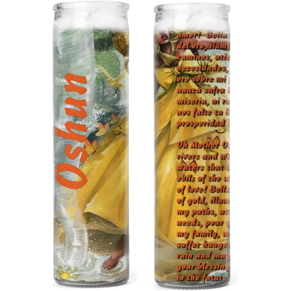 Santeria Collection Ochun or Oshun Velas con Imagen a Todo Color Sets De 2 o 4 Velas Candles Unscented 7 Day Devotional Candles (Two)
