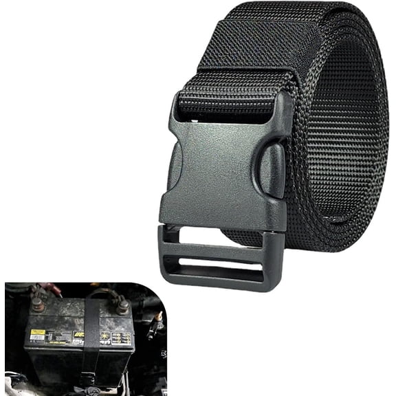 Battery Tie Down Strap, 1.2" x 3.3' Premium Tie Down Nylon Strap with Quick Release Buckle, Heavy Duty Lashing Strap for Boats, Multi-purpose Adjustable Trailer Battery Box Strap (Black)