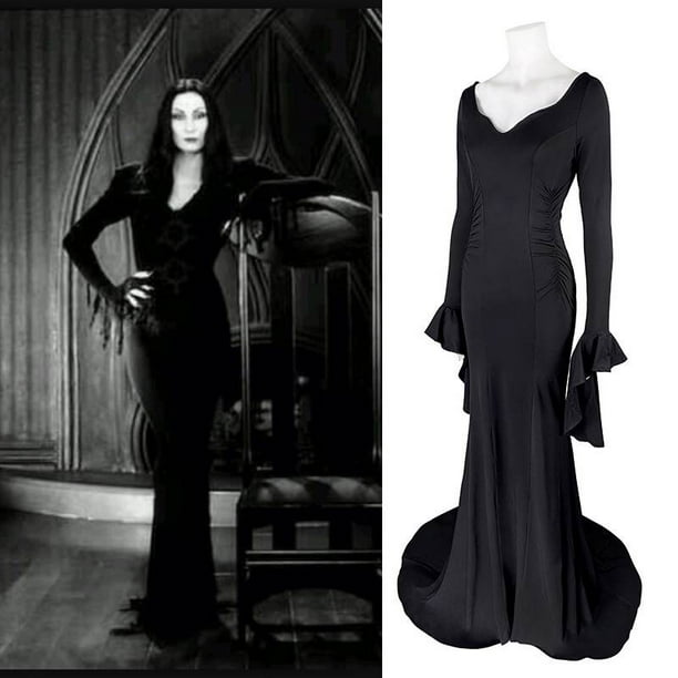 Robe Morticia de la famille Addams pour Halloween Costume de