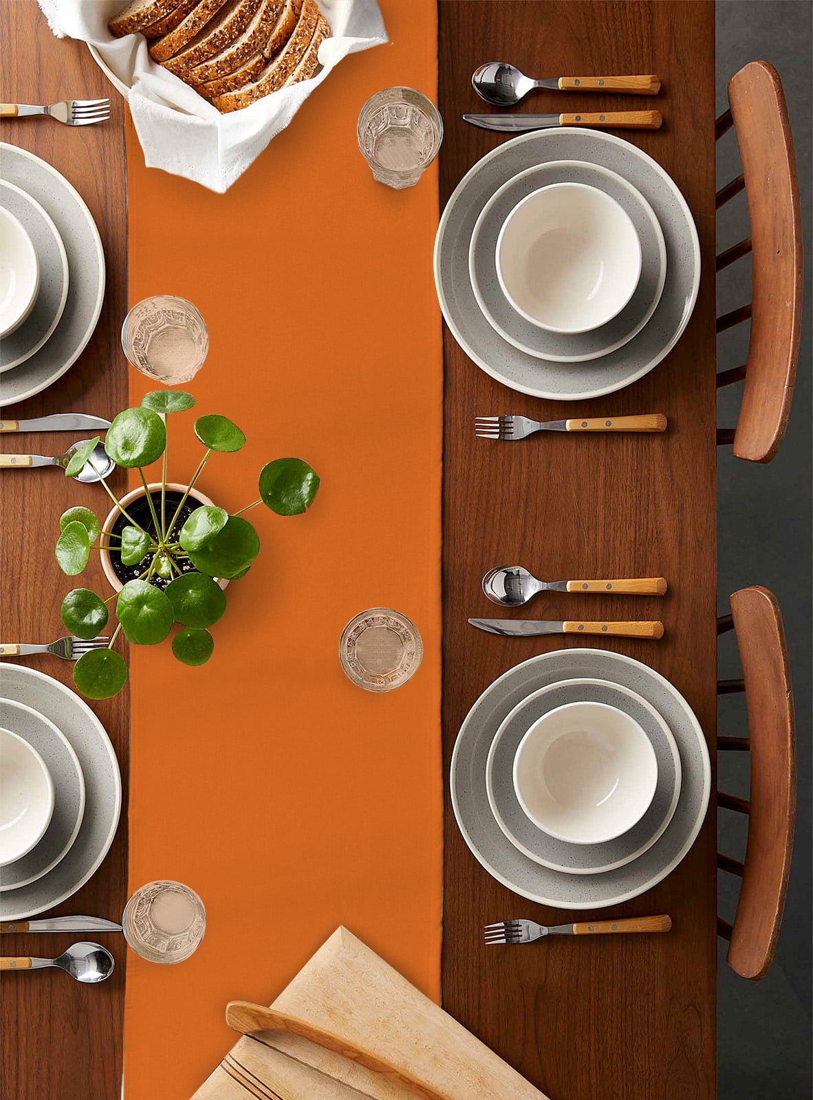 ERUNPONLY Orange Table Runner - 48 Inch Long Pure Orange Cotton and Linen Blended Dress Scarves Farmhouse Table Runner for Kitchen Dining, Coffee Table, 13" x 48"
