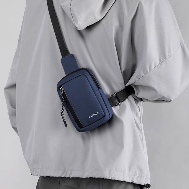 Bolsa de hombro para hombres azul, bolsa casual de viaje al aire libre, nylon, gran capacidad, multifuncional, bolsa de calle para hombres