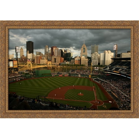 PNC Park 40x28 Large Gold Ornate Wood Framed Canvas Art - Home of the Pittsburgh Pirates