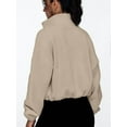 thumbnail image 3 of Womens Fleece Jackets Zip Up Oversized Sweatshirts Winter Clothes Long Sleeve Crop Fall Outfits Khaki S, 3 of 8