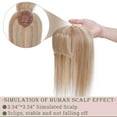 thumbnail image 3 of MY-LADY Hair Toppers for Women Real Human Hair with Bangs 3 Clip In Remy Topper Hairpiece for Thin Hair Natural Looking Hair Extensions 12inch #12P613 Golden Brown & Bleach Blonde, 3 of 8