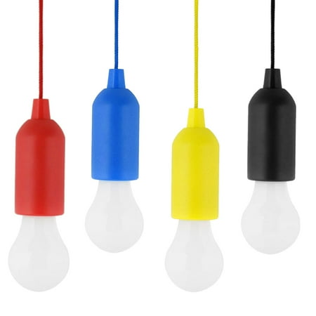 

4PCS/Set LED Portable Colorful Drawstring Lamp Tent Camping Pull Light Bulb For Outdoor Camping Use No Battery Included
