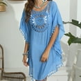 thumbnail image 6 of Besolor Women's Crochet Swimsuit Cover up Hollow out Short Sleeve Bathing Suit Swimwear Tassel Beach Dress, 6 of 9