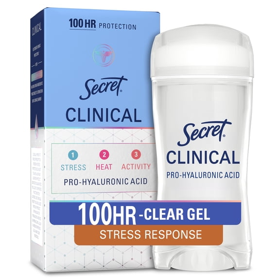 Secret Clinical 100HR Antiperspirant Deodorant, Clear Gel, Stress Response, 2.6 oz
