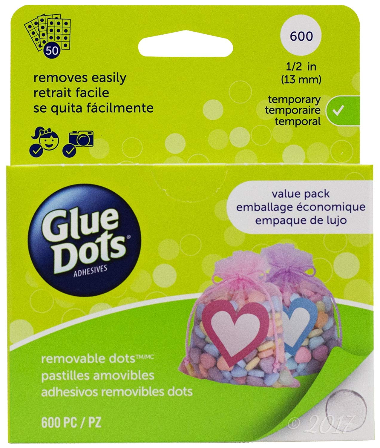 Removable Dot Sheets Value Pack, Contains 600 (.5 Inch) Temporary