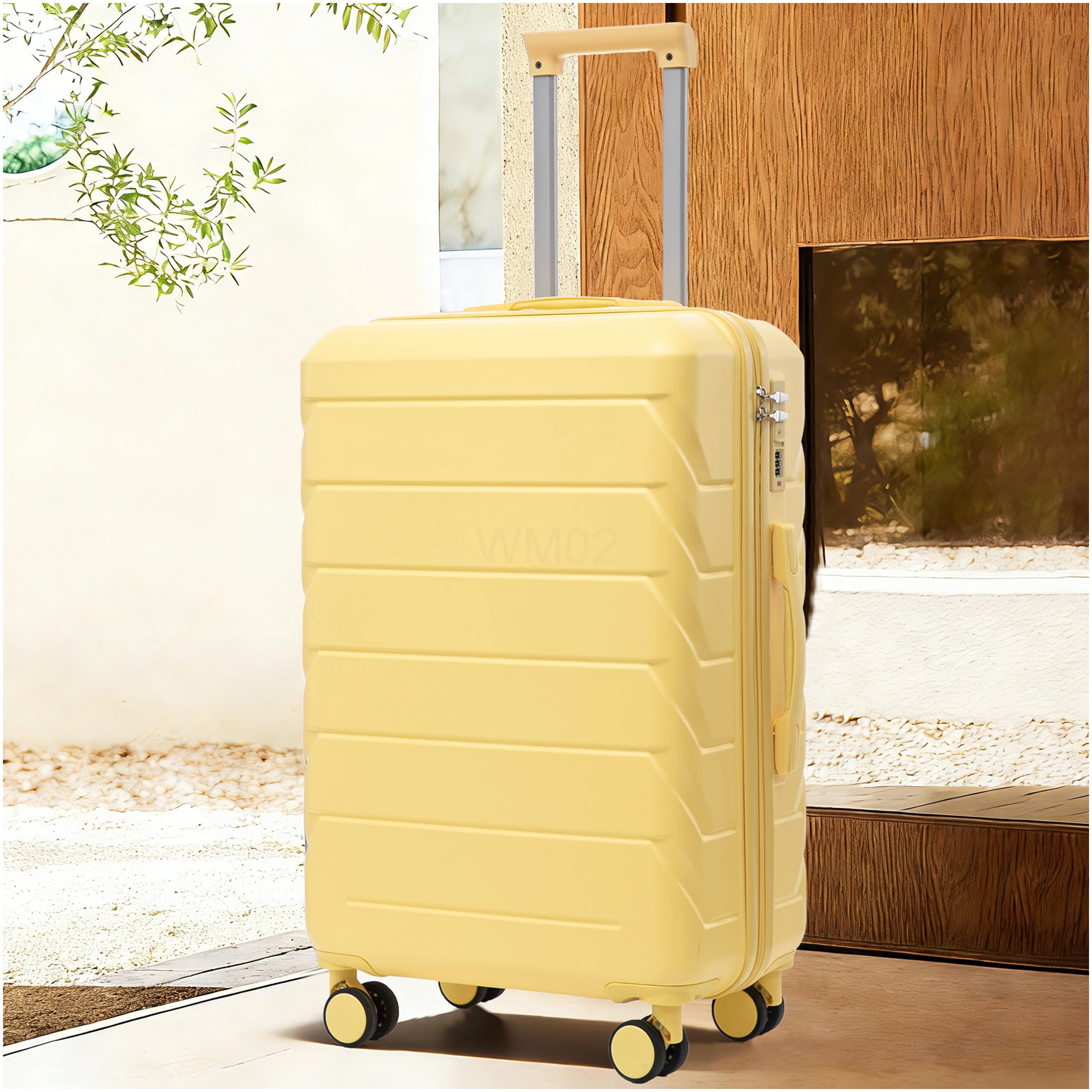 COSMOS 28 Inch Checked Luggage, Yellow ABS Hardside Spinner Suitcase with TSA Lock, Large Capacity for International Travel &; Vacations