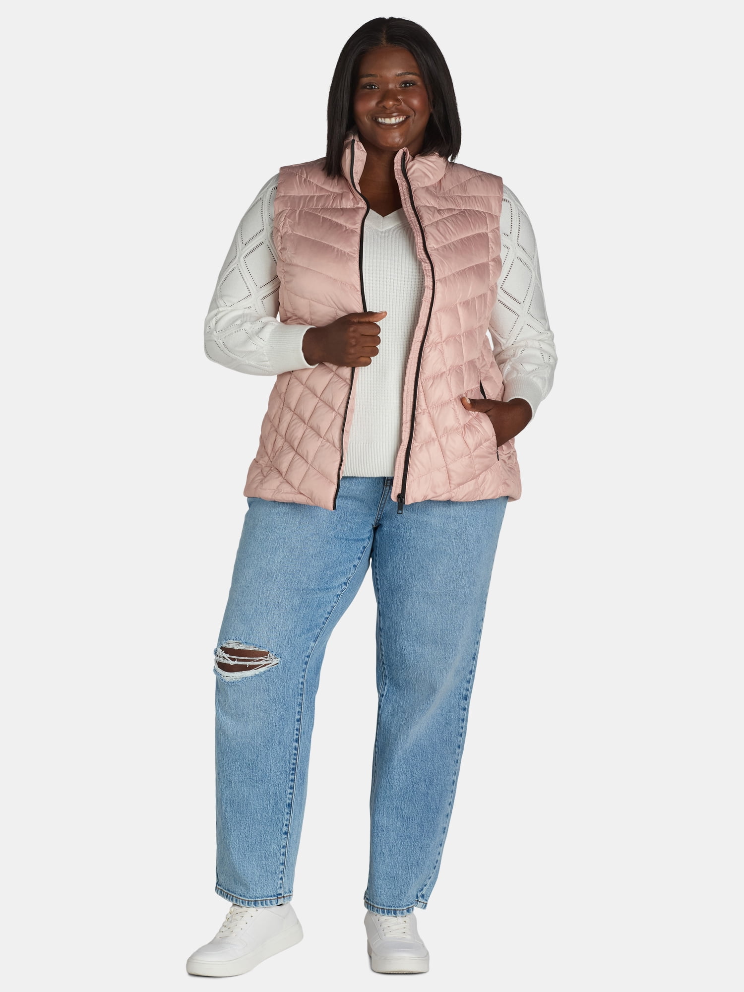Big Chill Women's Chevron Quilted Puffer Vest, Midweight, Sizes S-3X