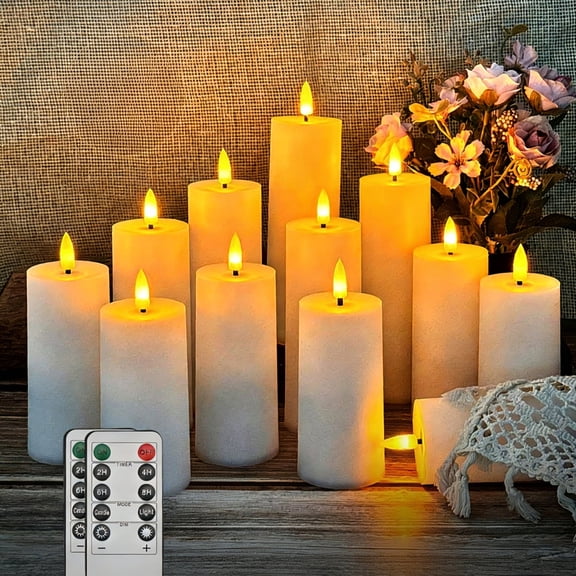 Goyuon Flameless Candles LED Candles With 10 Key Remote Control And 24-Hour Cycle Suitable for Home Decor Wedding Christmas, Halloween 12 Pack