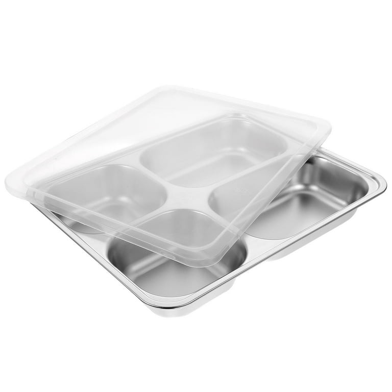 Lunch Compartment Tray, Food Compartment Tray, Food Divided Tray, Lunch Divided Tray, Food Divided Plate1Pc Stainless Steel Divided Plate Rectangular