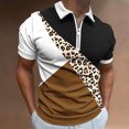 thumbnail image 4 of Chemise Décontractée à Manches Courtes Imprimée pour Hommes, T-Shirt Léger à Fermeture Éclair avec Col Rabattu pour la Maison et Usage Quotidien, 4 of 5