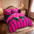 thumbnail image 2 of Manfei Fashion Bow 7 Pieces Full Size Bedding Sets,Geometric Lines Art Full Size Bed in a Bag,Black Reversible, 2 of 7